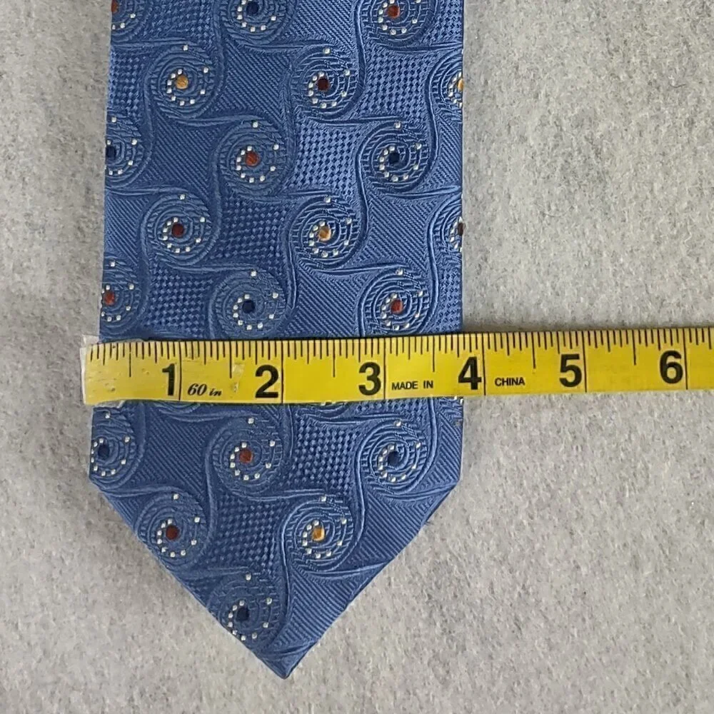 Rooster Men's Blue, Gold, Brown, Paisley Look 100% Silk Necktie - Picture 6 of 9